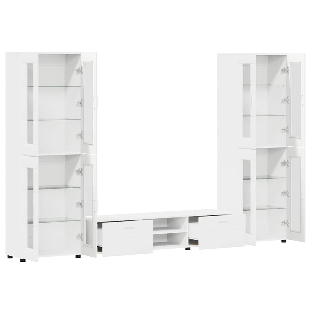 vidaXL Zestaw szafek RTV FLORIN 3 pcs Biały Materiał drewnopochodny