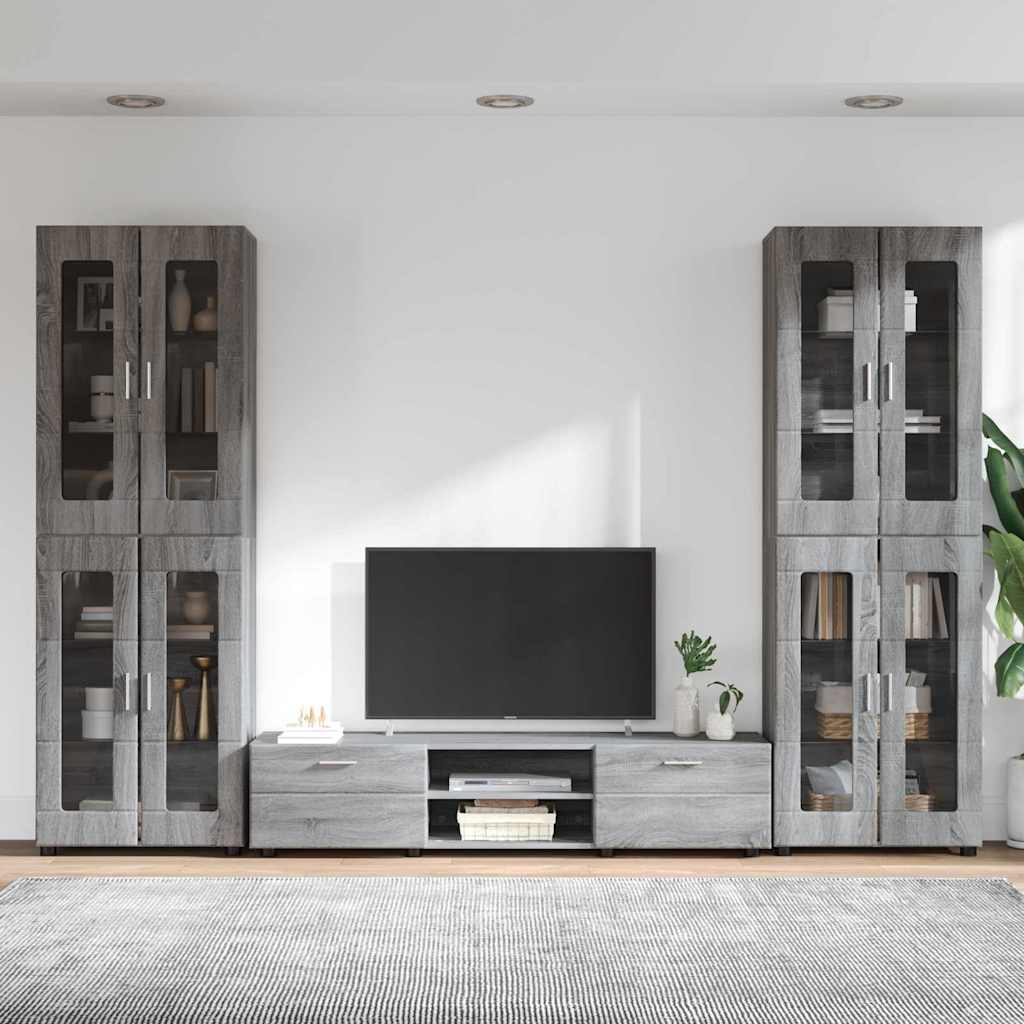 vidaXL Zestaw szafek RTV z szufladą z półką FLORIN 3 pcs Szary Sonoma