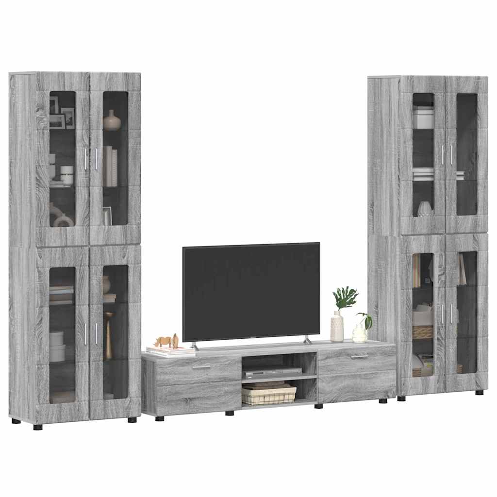 vidaXL Zestaw szafek RTV z szufladą z półką FLORIN 3 pcs Szary Sonoma