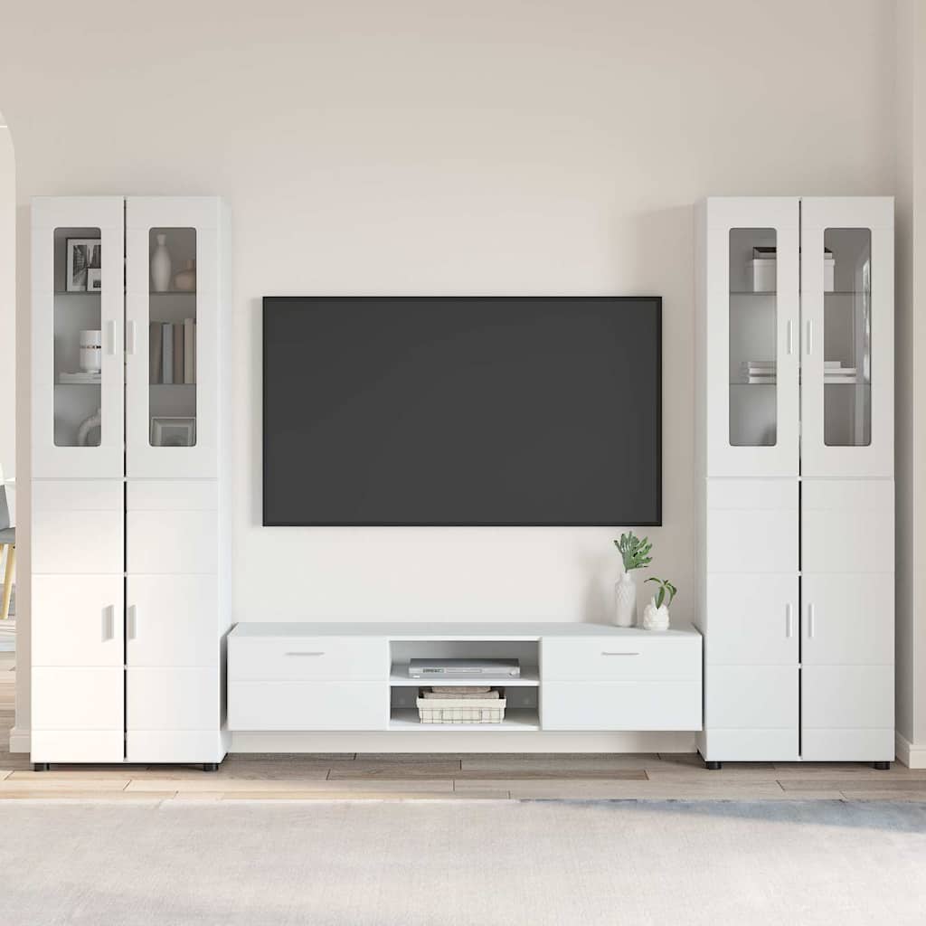 vidaXL Zestaw szafek RTV FLORIN 3 pcs Biały Materiał drewnopochodny