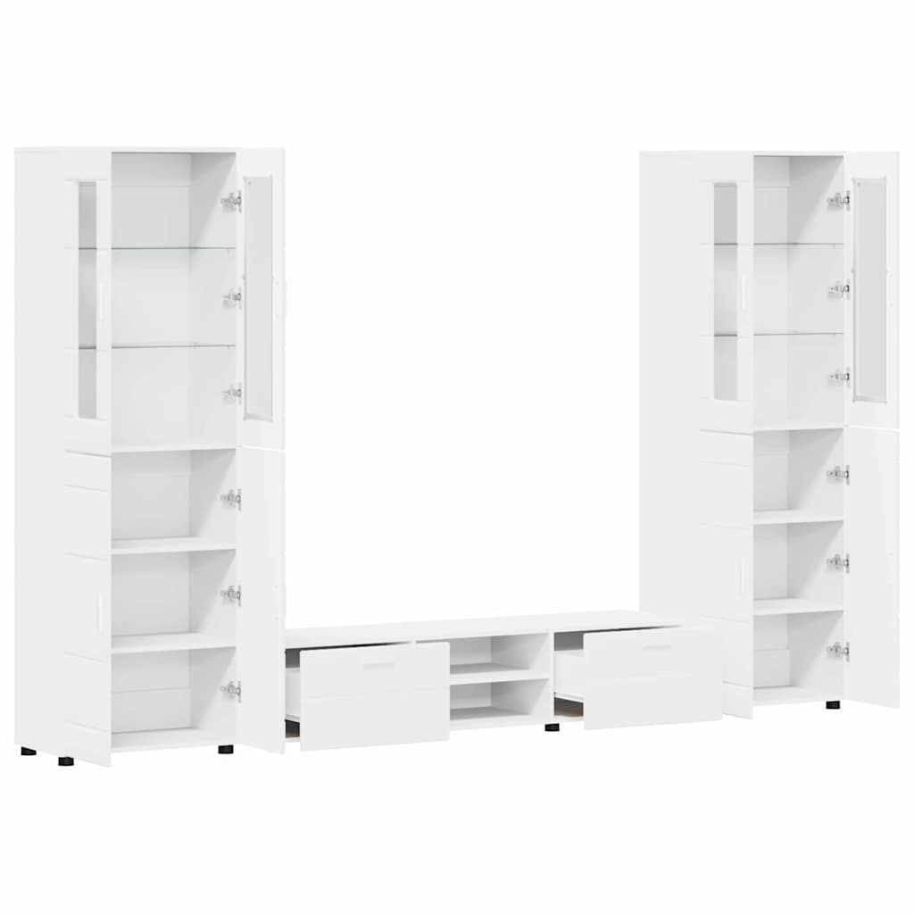 vidaXL Zestaw szafek RTV FLORIN 3 pcs Biały Materiał drewnopochodny