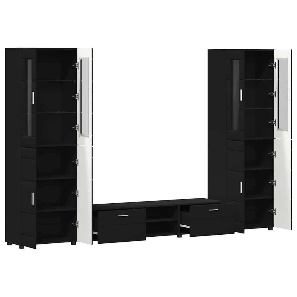 vidaXL Zestaw szafek RTV FLORIN 3 pcs Czarny Materiał drewnopochodny