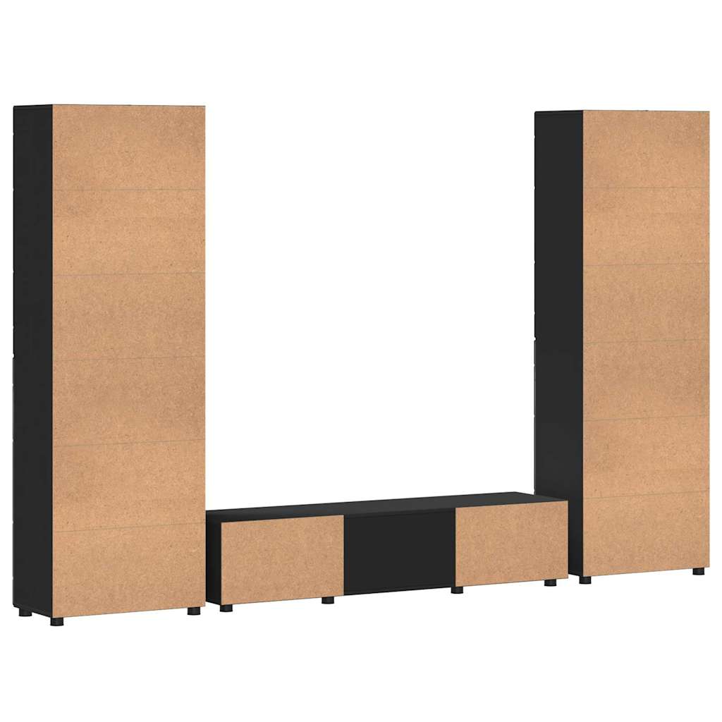 vidaXL Zestaw szafek RTV FLORIN 3 pcs Czarny Materiał drewnopochodny