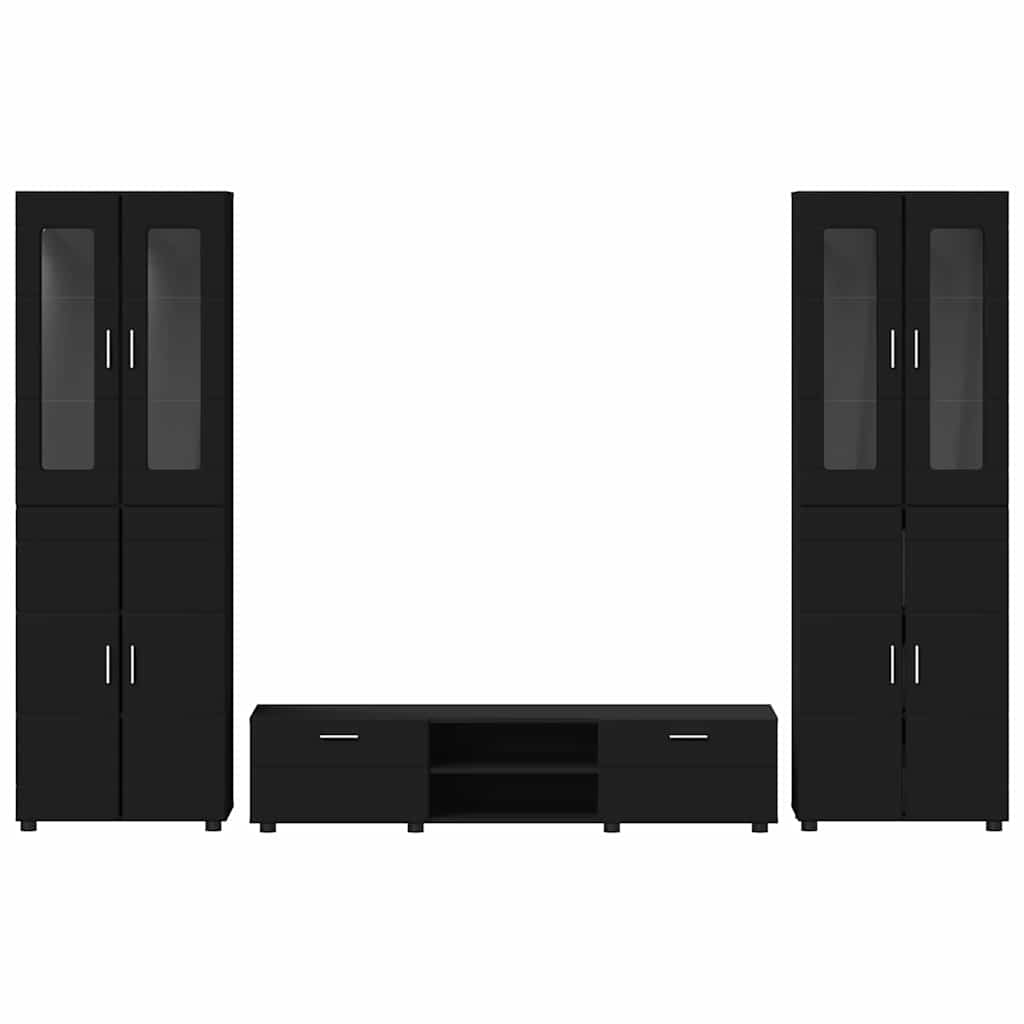 vidaXL Zestaw szafek RTV FLORIN 3 pcs Czarny Materiał drewnopochodny