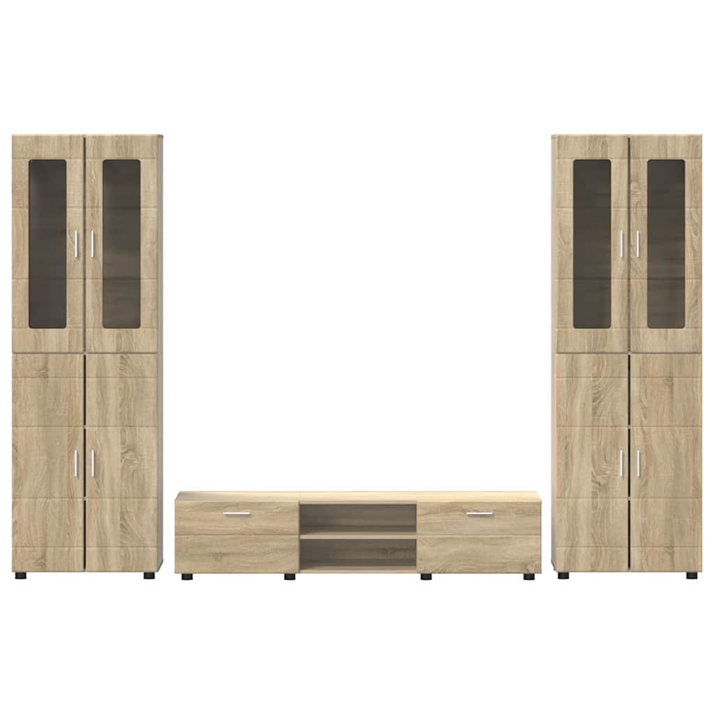 vidaXL Zestaw szafek RTV z szufladą z półką FLORIN 3 pcs Dąb Sonoma