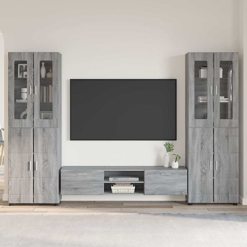vidaXL Zestaw szafek RTV z szufladą z półką FLORIN 3 pcs Szary Sonoma