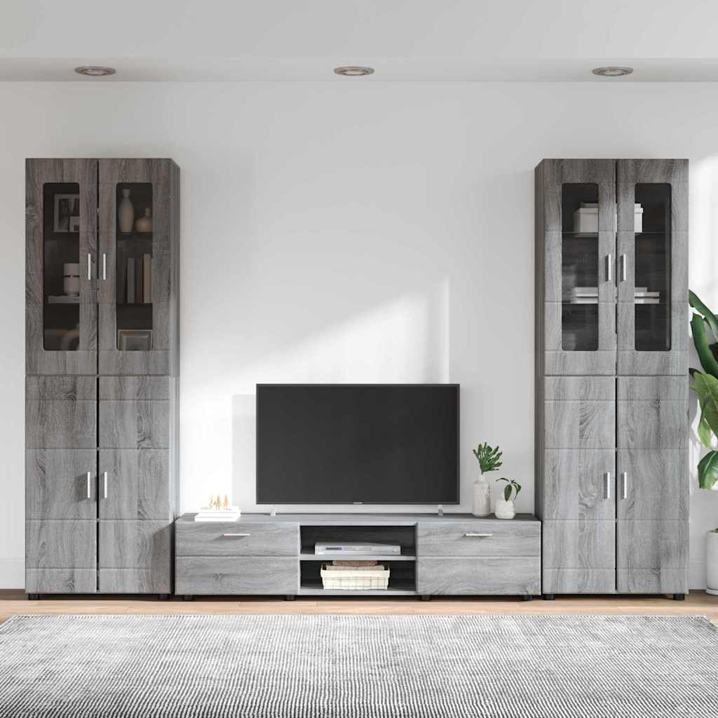 vidaXL Zestaw szafek RTV z szufladą z półką FLORIN 3 pcs Szary Sonoma