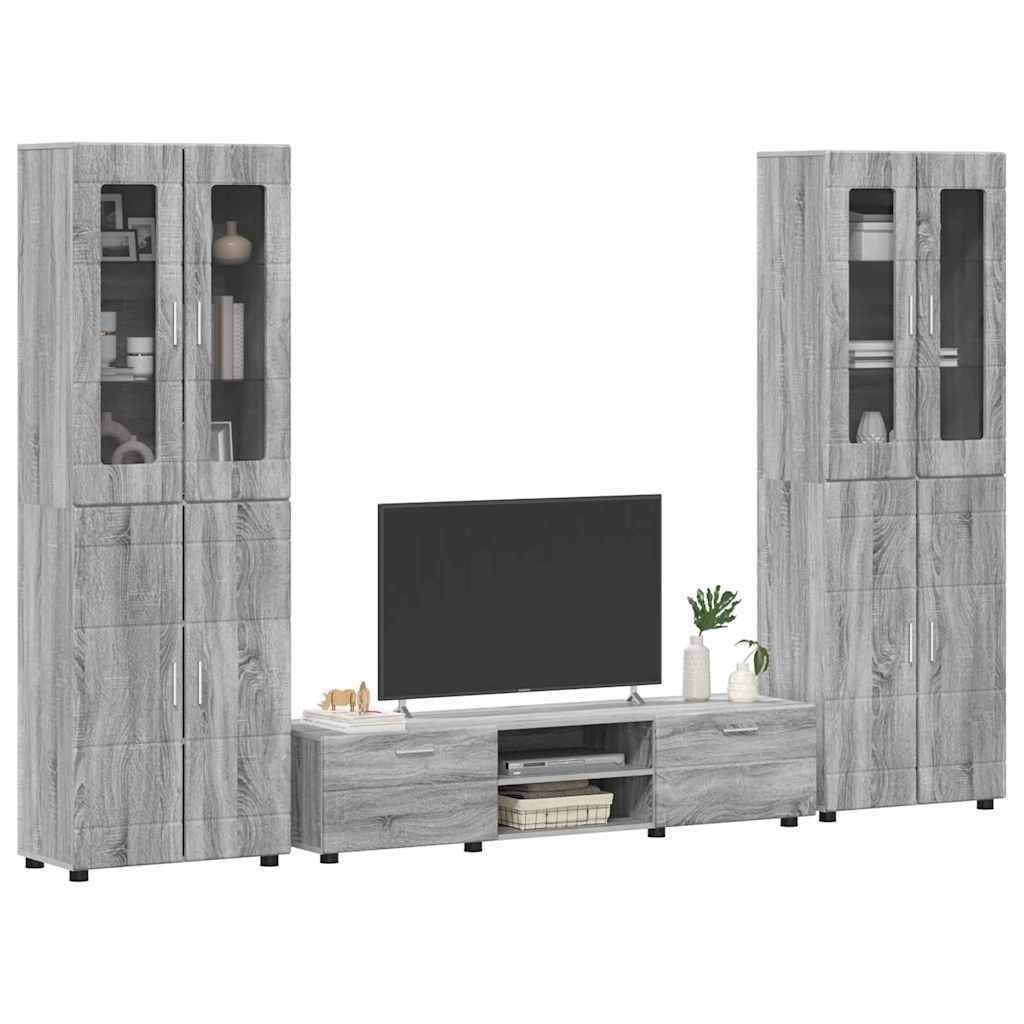 vidaXL Zestaw szafek RTV z szufladą z półką FLORIN 3 pcs Szary Sonoma