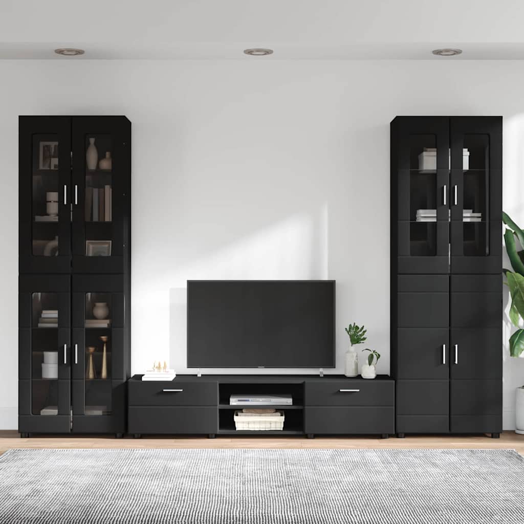 vidaXL Zestaw szafek RTV FLORIN 3 pcs Czarny Materiał drewnopochodny