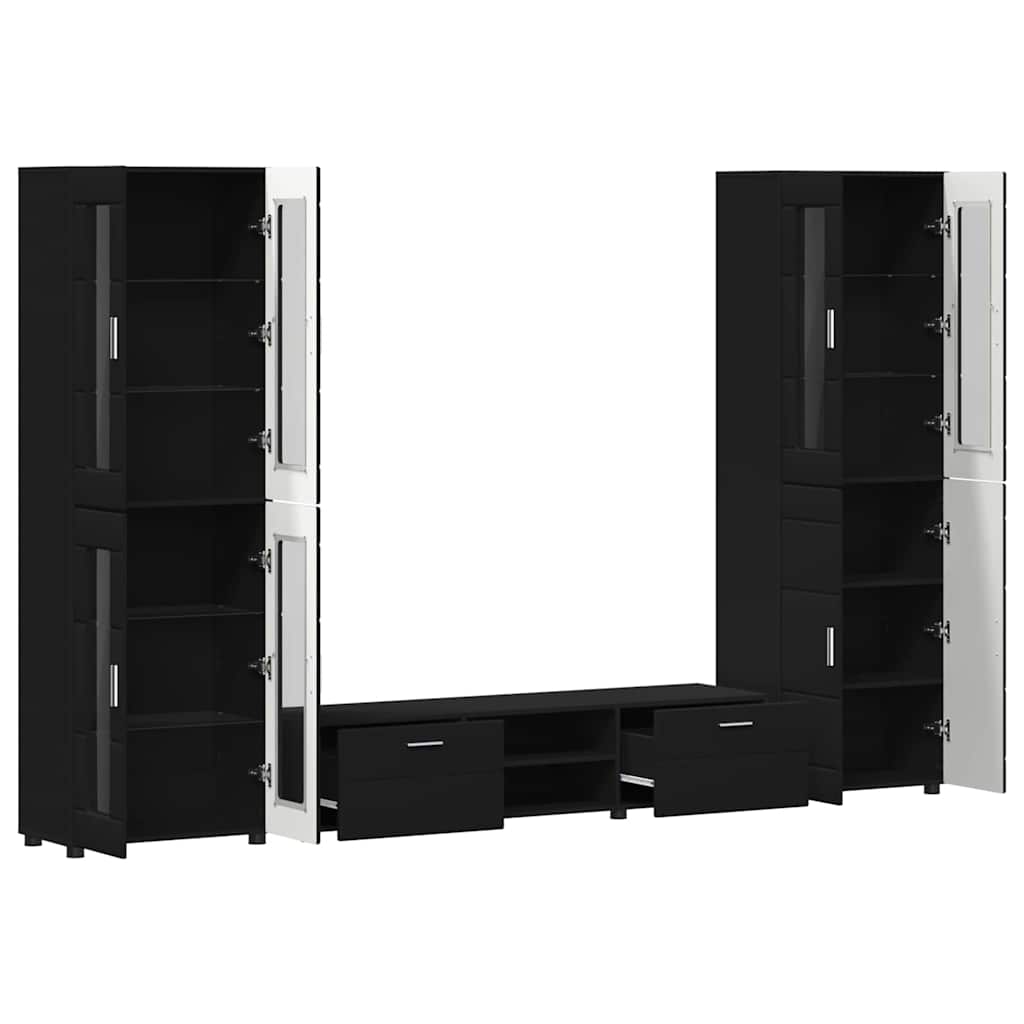 vidaXL Zestaw szafek RTV FLORIN 3 pcs Czarny Materiał drewnopochodny