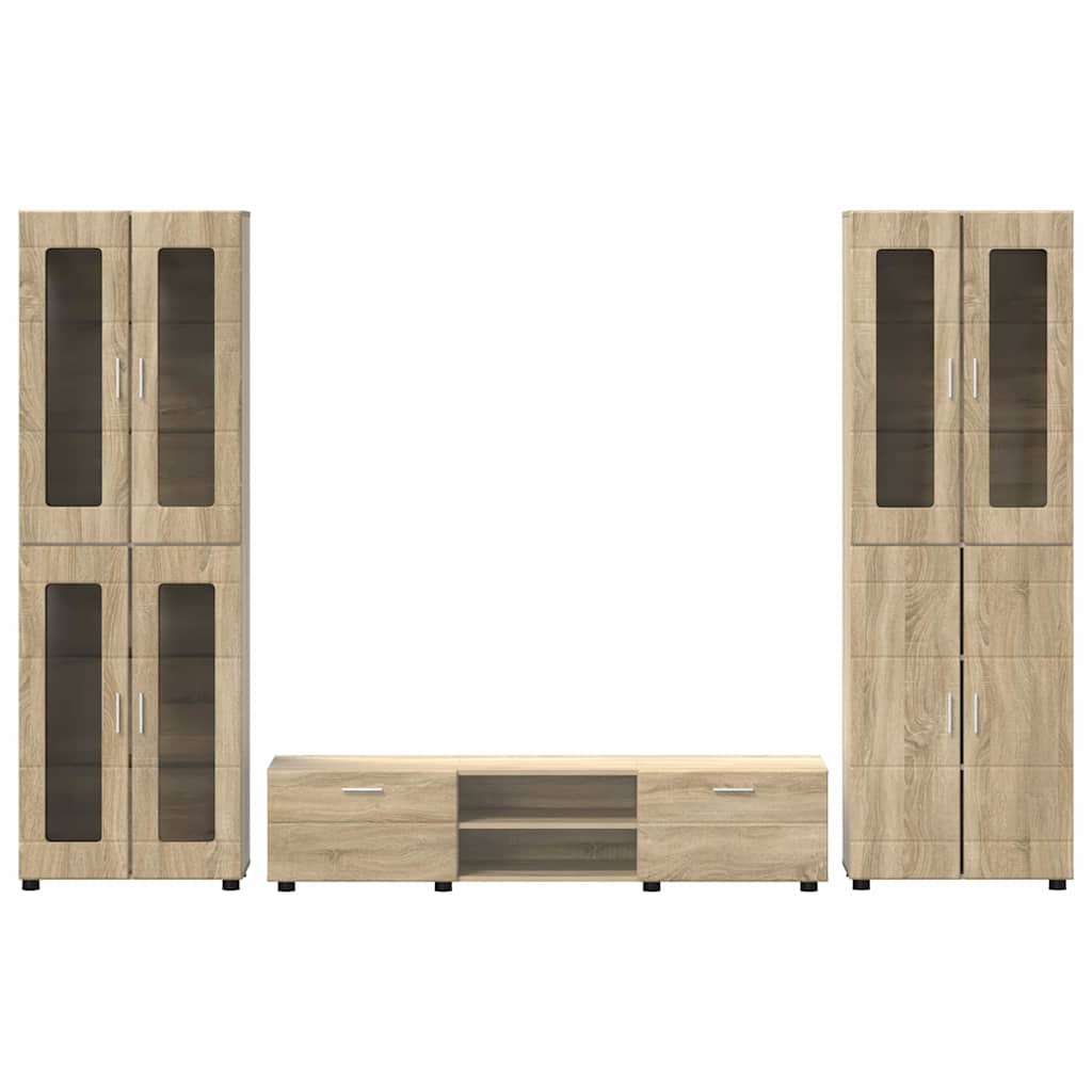 vidaXL Zestaw szafek RTV z szufladą z półką FLORIN 3 pcs Dąb Sonoma