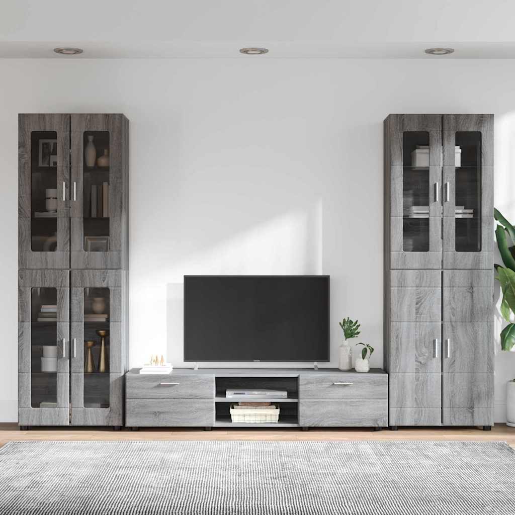 vidaXL Zestaw szafek RTV z szufladą z półką FLORIN 3 pcs Szary Sonoma