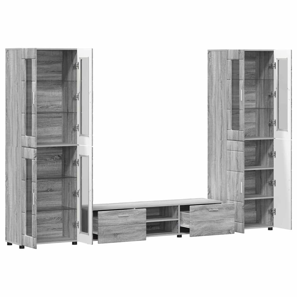 vidaXL Zestaw szafek RTV z szufladą z półką FLORIN 3 pcs Szary Sonoma
