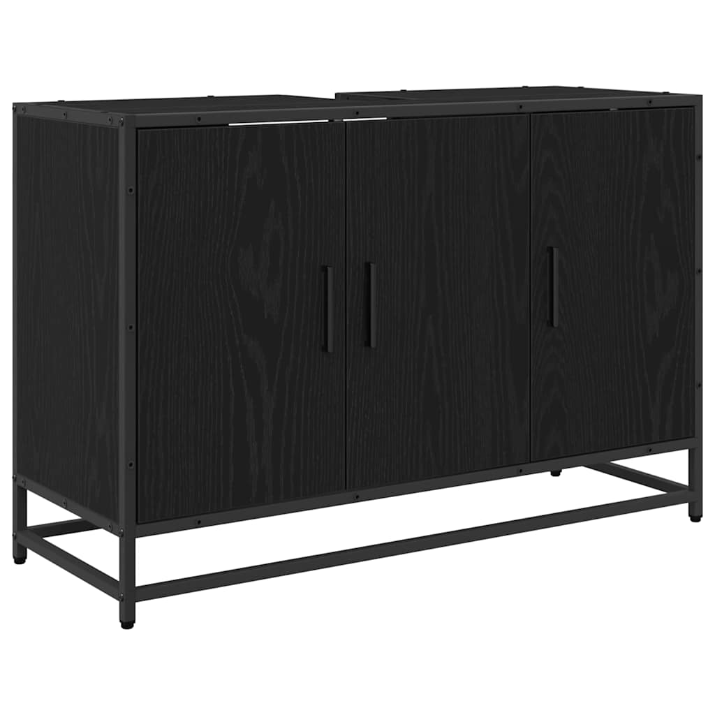 vidaXL Zestaw mebli łazienkowych z półką z drzwiami 3 pcs Czarny Dąb