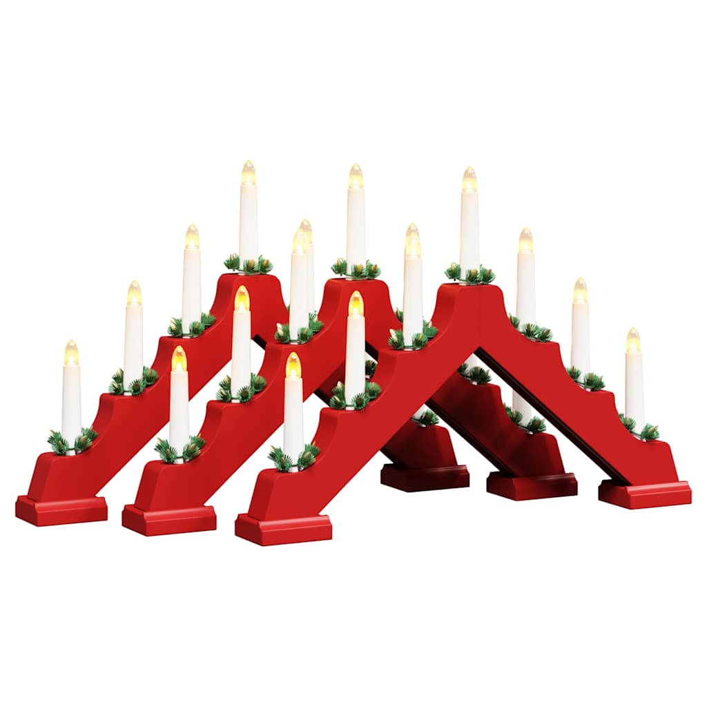 vidaXL Mostek ze świecami bożonarodzeniowymi 3 pcs Czerwony