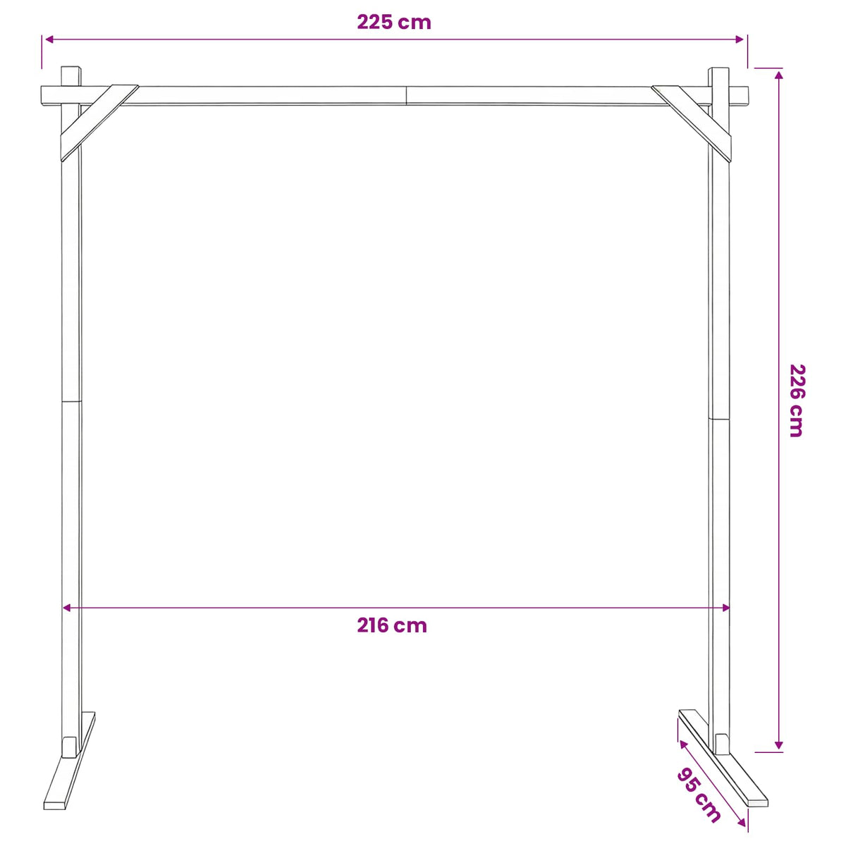 vidaXL Łuk Ślubny Jasny Brąz 225 x 95 x 226 cm Lite drewno sosnowe