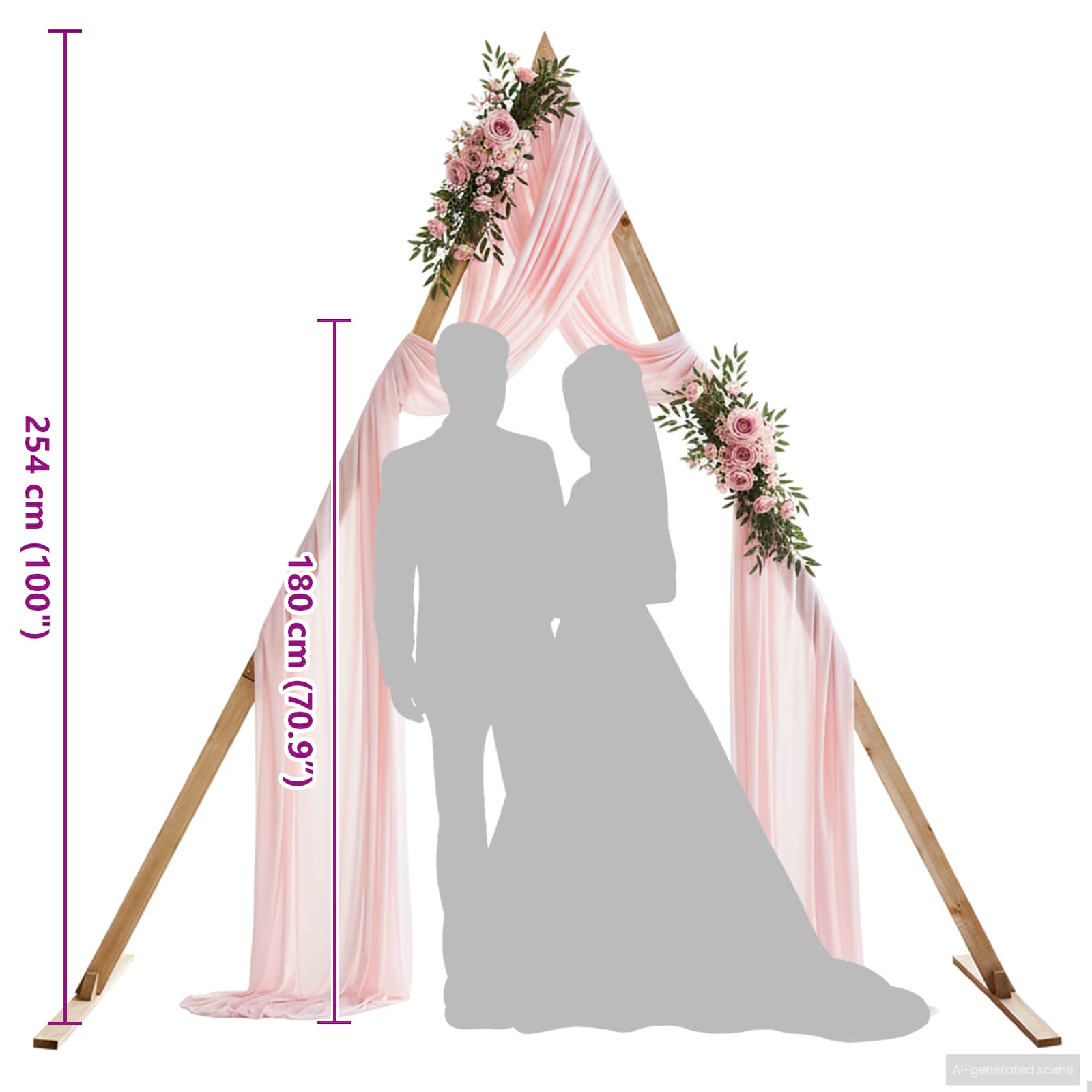 vidaXL Łuk Ślubny Jasny Brąz 202 x 95 x 254 cm Lite drewno sosnowe