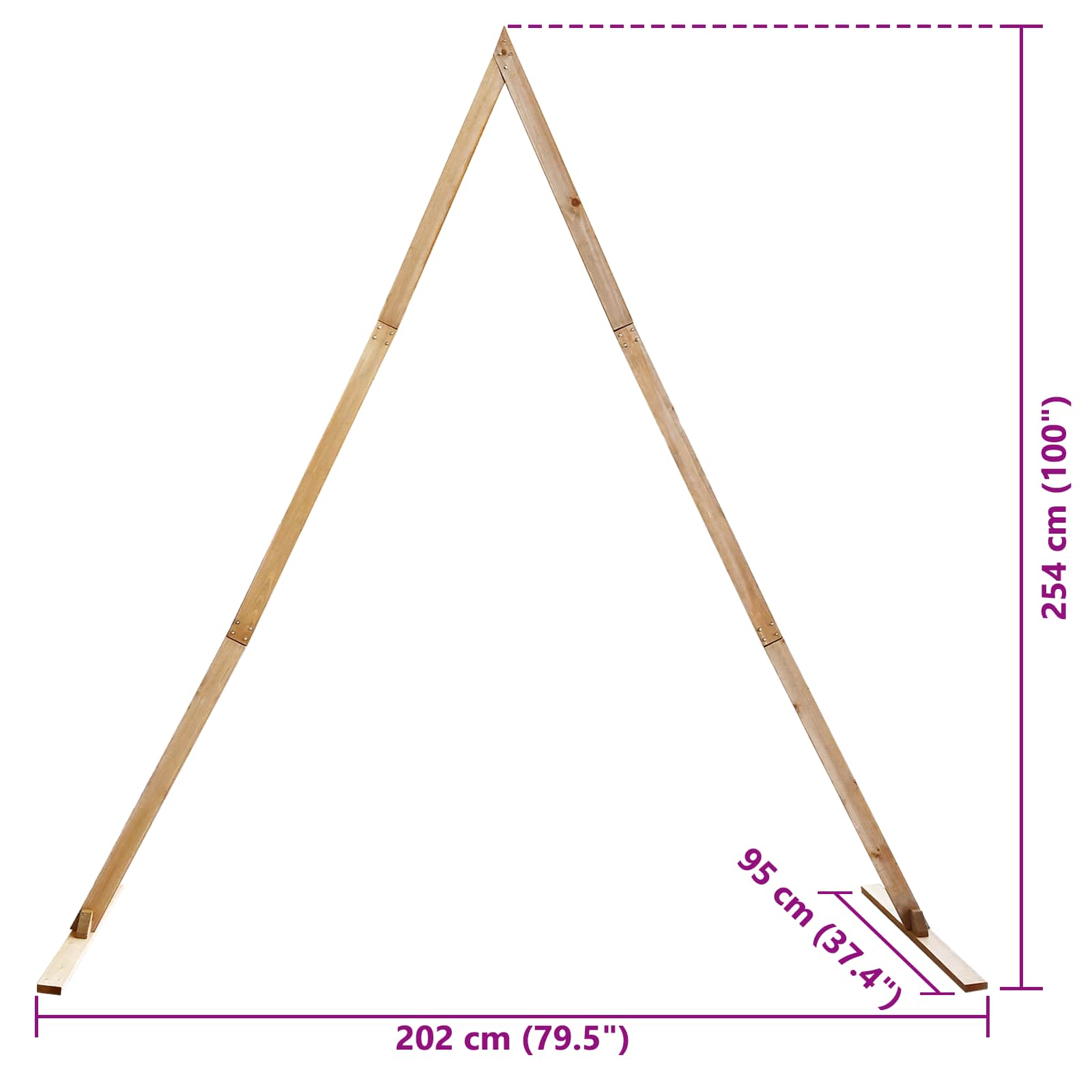 vidaXL Łuk Ślubny Jasny Brąz 202 x 95 x 254 cm Lite drewno sosnowe
