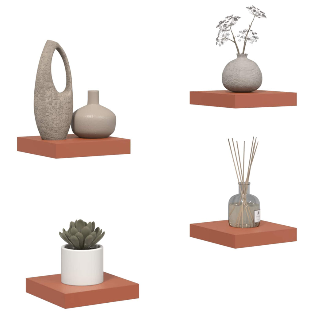 vidaXL Półka ścienna z przechowywaniem 4 pcs Czerwony 23 x 23,5 x 4 cm