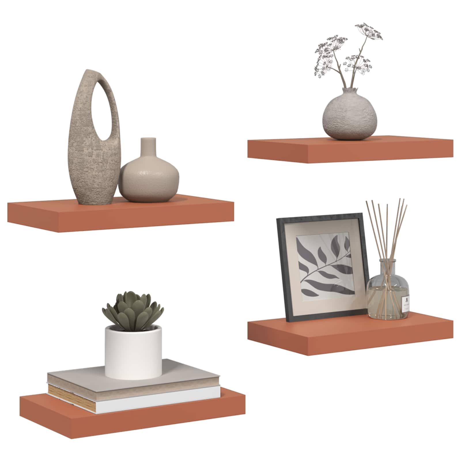 vidaXL Półka ścienna z przechowywaniem 4 pcs Czerwony 40 x 23,5 x 4 cm