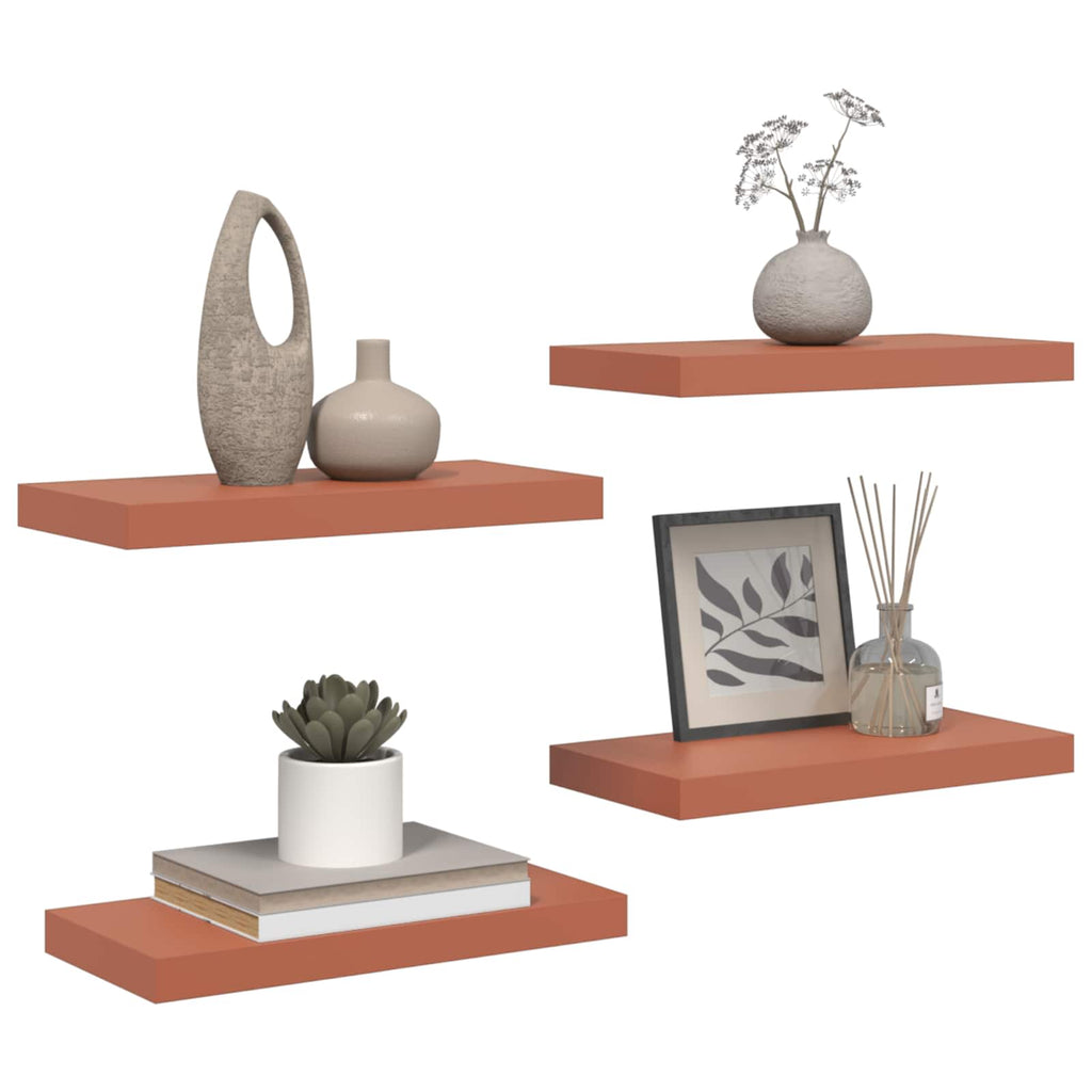 vidaXL Półka ścienna z przechowywaniem 4 pcs Czerwony 50 x 23 x 4 cm