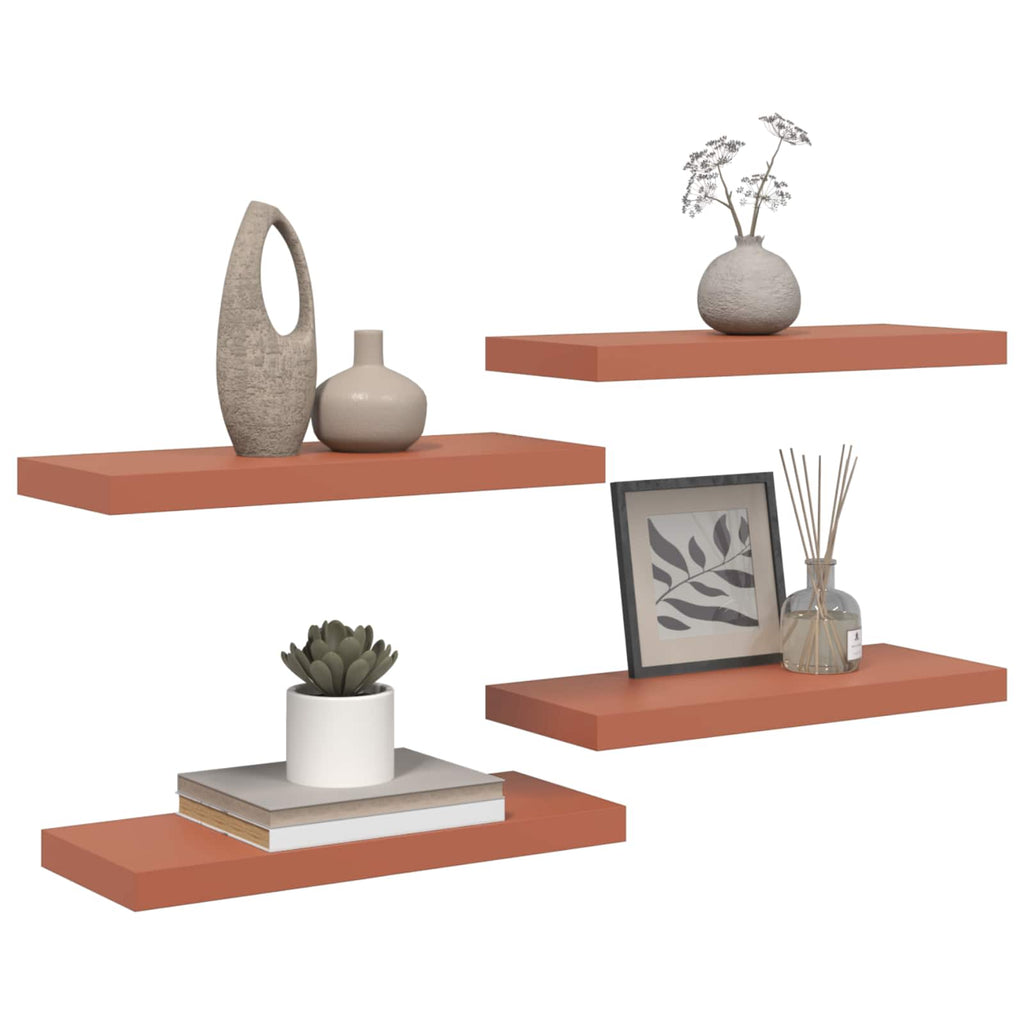 vidaXL Półka ścienna z przechowywaniem 4 pcs Czerwony 60 x 23 x 4 cm