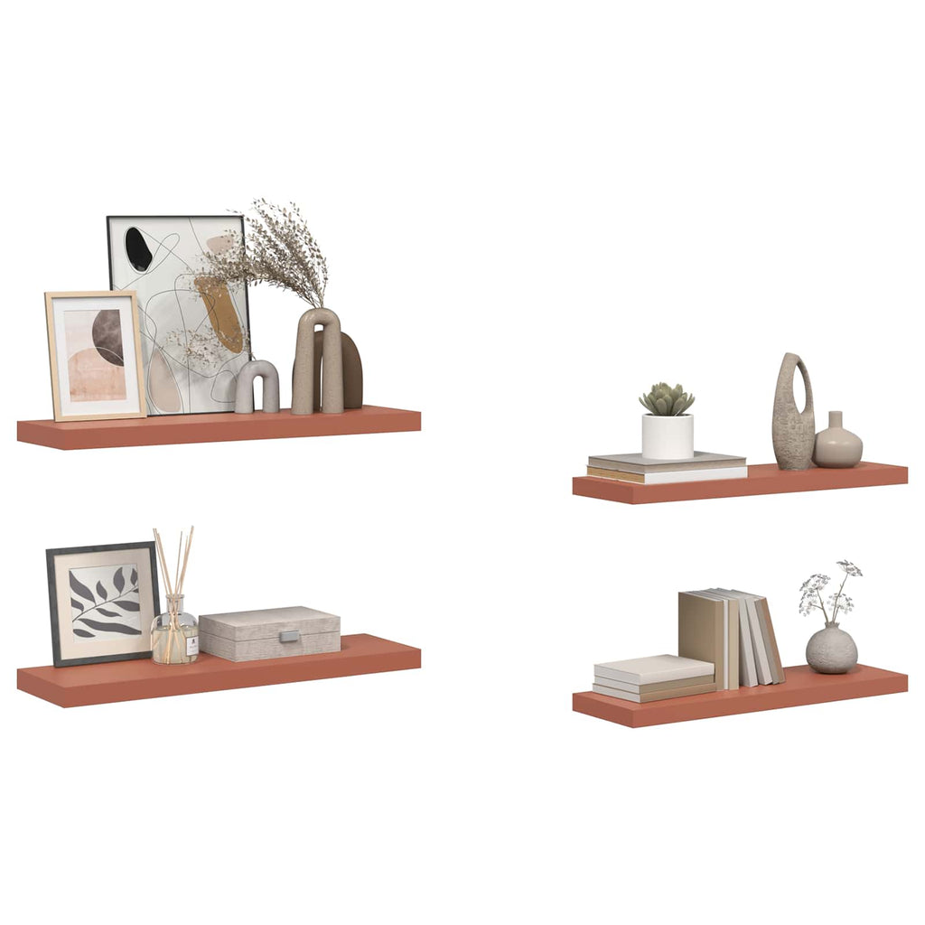 vidaXL Półka ścienna z przechowywaniem 4 pcs Czerwony 80 x 23,5 x 4 cm