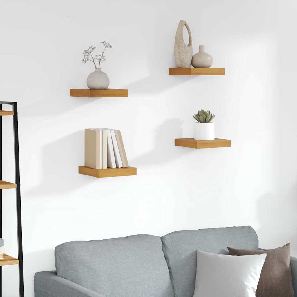 vidaXL Półka ścienna z przechowywaniem 4 pcs Brązowy 23 x 23,5 x 4 cm