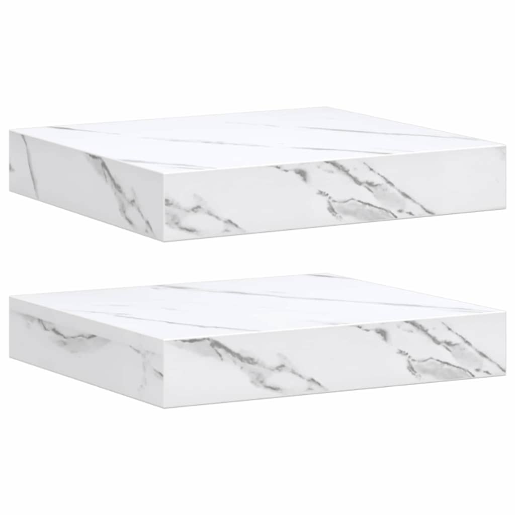 vidaXL Półka ścienna 2 pcs Biały marmur 23 x 23,5 x 4 cm