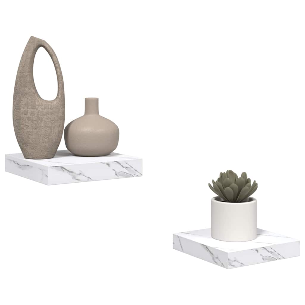 vidaXL Półka ścienna 2 pcs Biały marmur 23 x 23,5 x 4 cm