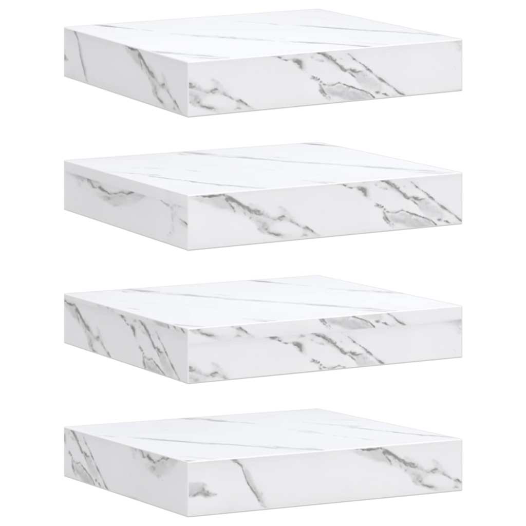 vidaXL Półka ścienna 4 pcs Biały marmur 23 x 23,5 x 4 cm