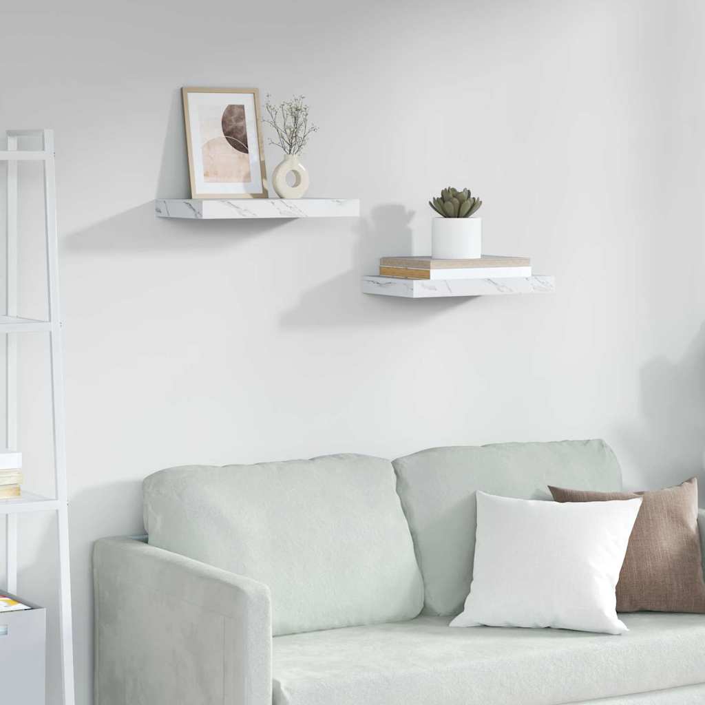 vidaXL Półka ścienna 2 pcs Biały marmur 40 x 23,5 x 4 cm