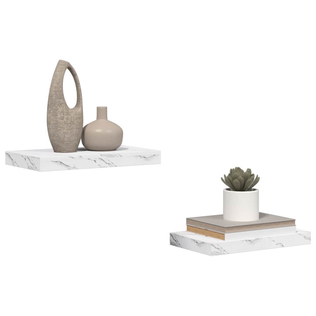 vidaXL Półka ścienna 2 pcs Biały marmur 40 x 23,5 x 4 cm