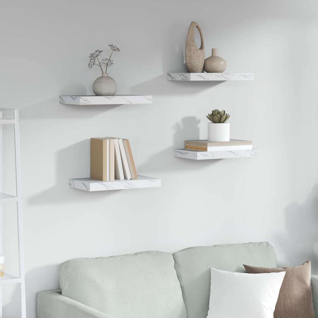 vidaXL Półka ścienna 4 pcs Biały marmur 40 x 23,5 x 4 cm