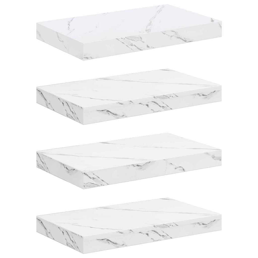 vidaXL Półka ścienna 4 pcs Biały marmur 40 x 23,5 x 4 cm