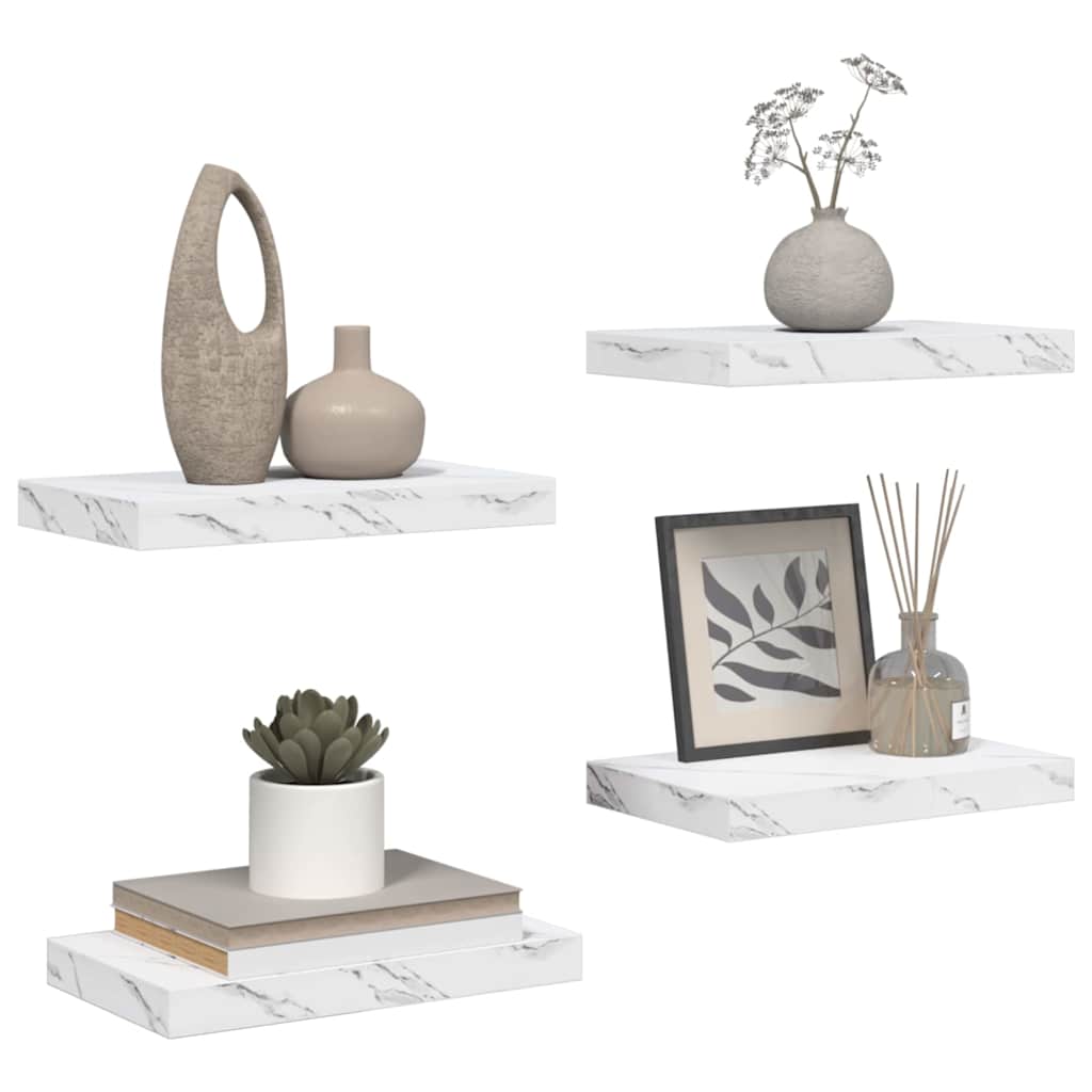 vidaXL Półka ścienna 4 pcs Biały marmur 40 x 23,5 x 4 cm