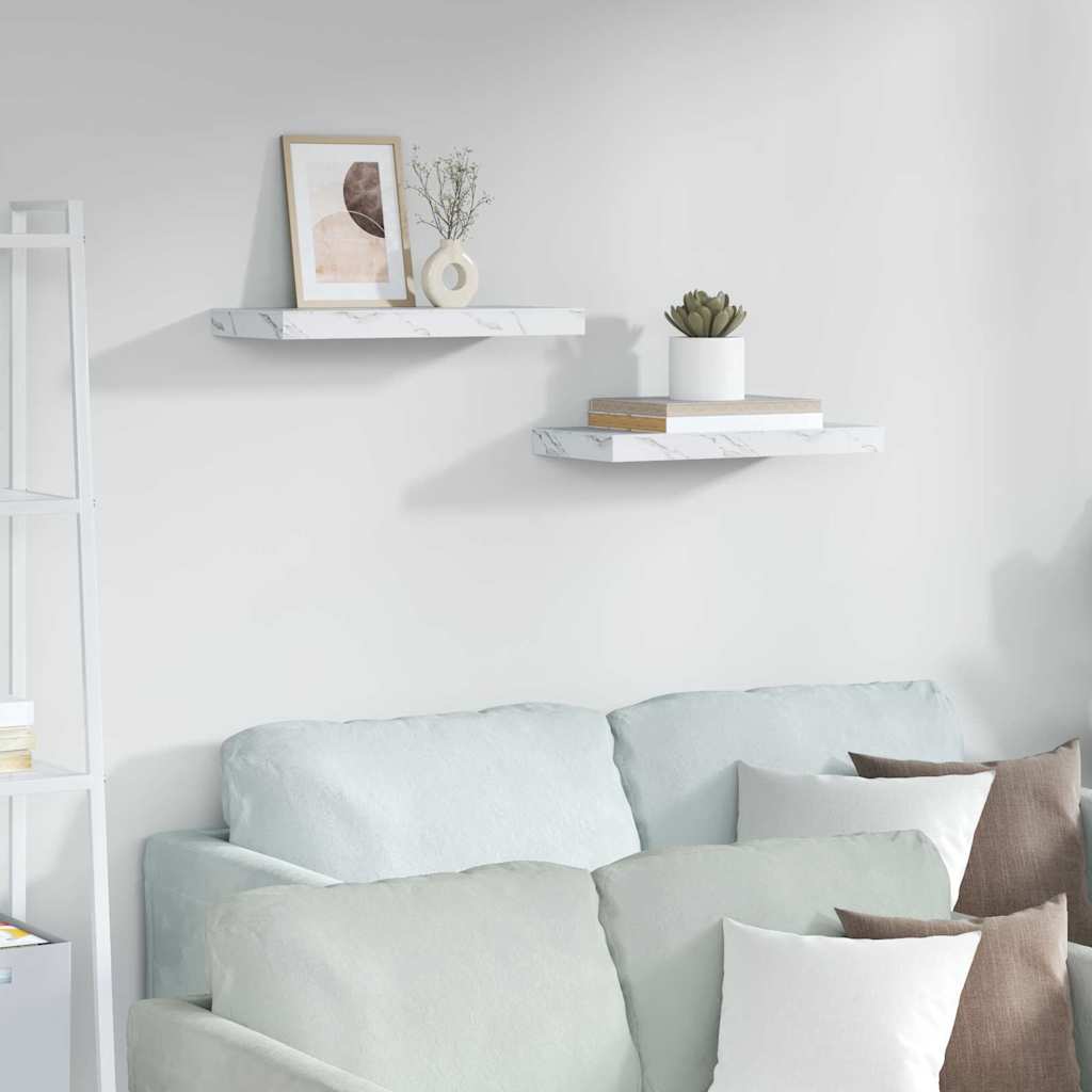 vidaXL Półka ścienna 2 pcs Biały marmur 50 x 23,5 x 4 cm
