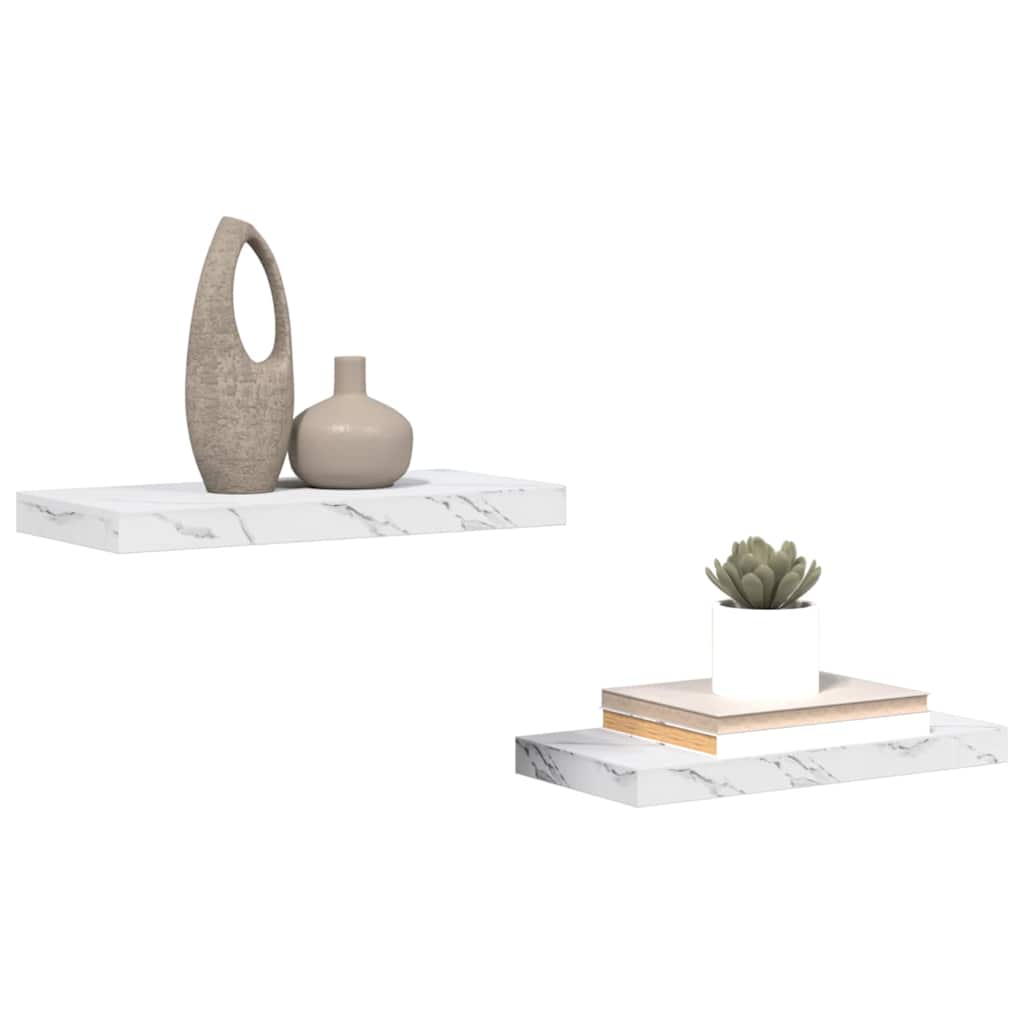 vidaXL Półka ścienna 2 pcs Biały marmur 50 x 23,5 x 4 cm