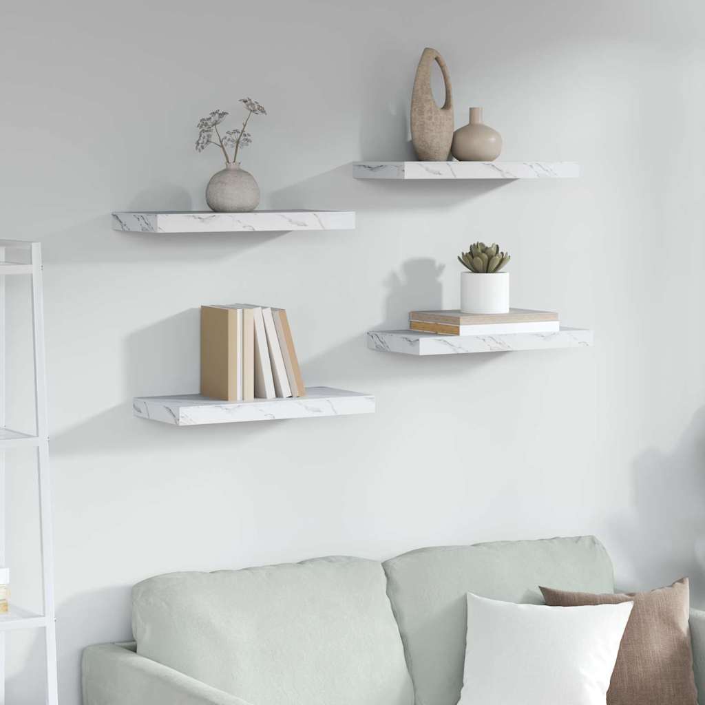 vidaXL Półka ścienna 4 pcs Biały marmur 50 x 23,5 x 4 cm