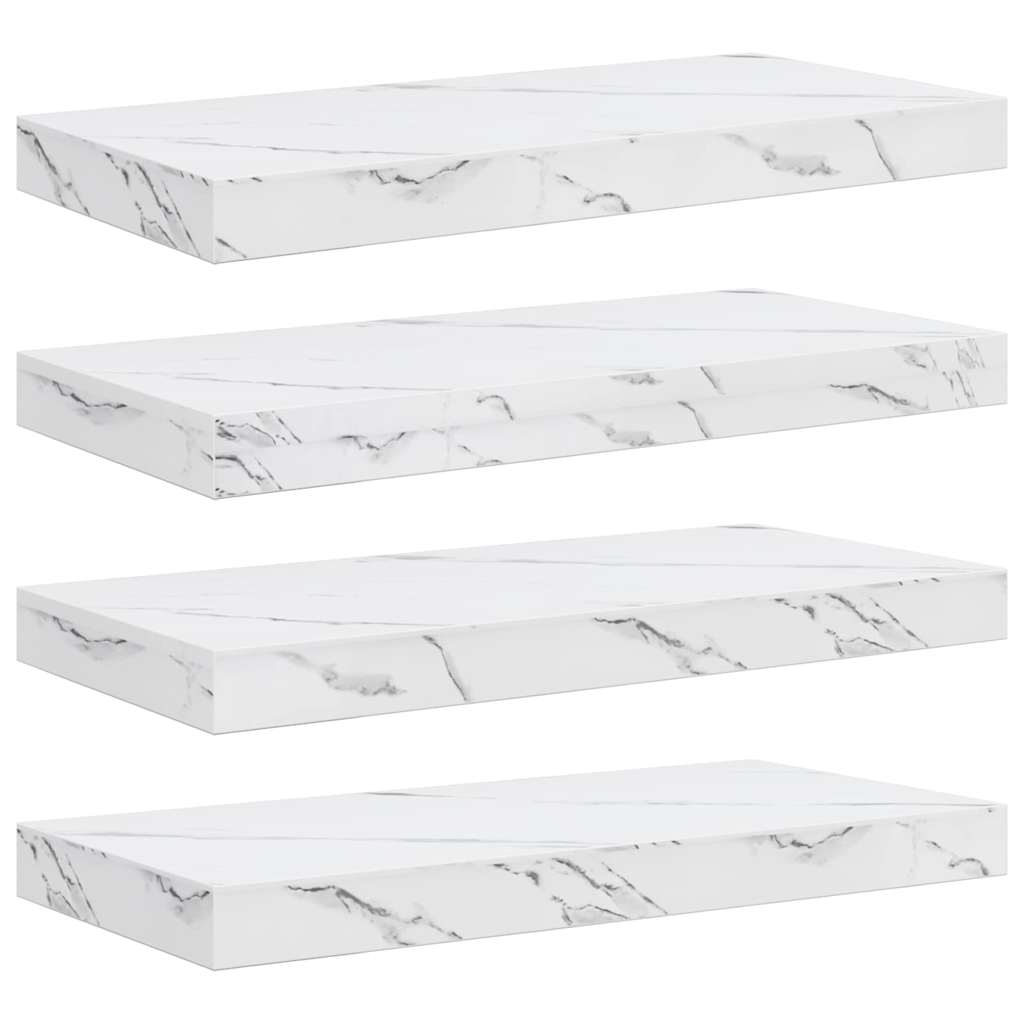 vidaXL Półka ścienna 4 pcs Biały marmur 50 x 23,5 x 4 cm