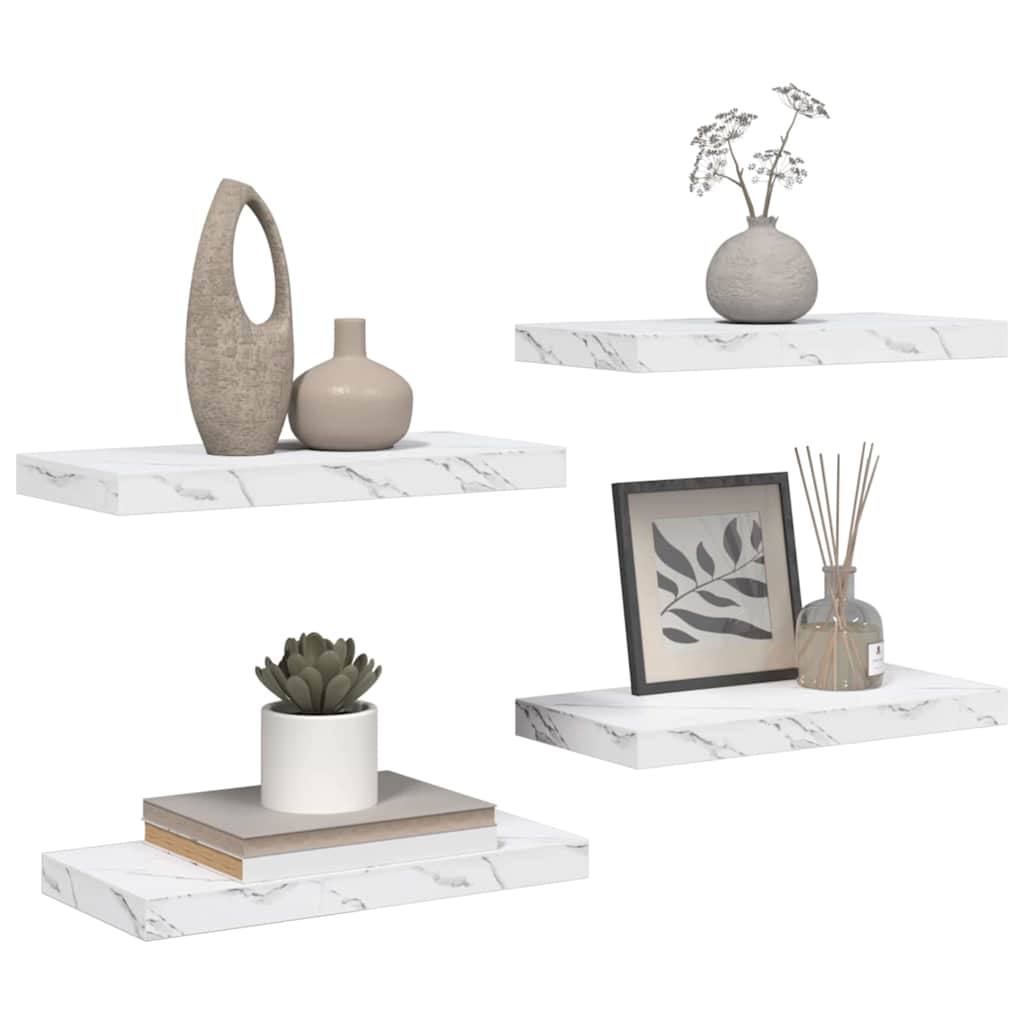vidaXL Półka ścienna 4 pcs Biały marmur 50 x 23,5 x 4 cm