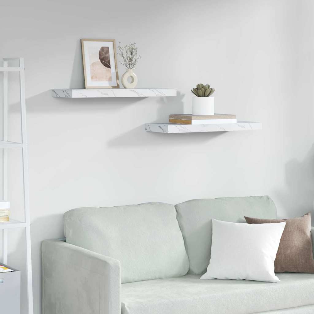 vidaXL Półka ścienna 2 pcs Biały marmur 60 x 23,5 x 4 cm