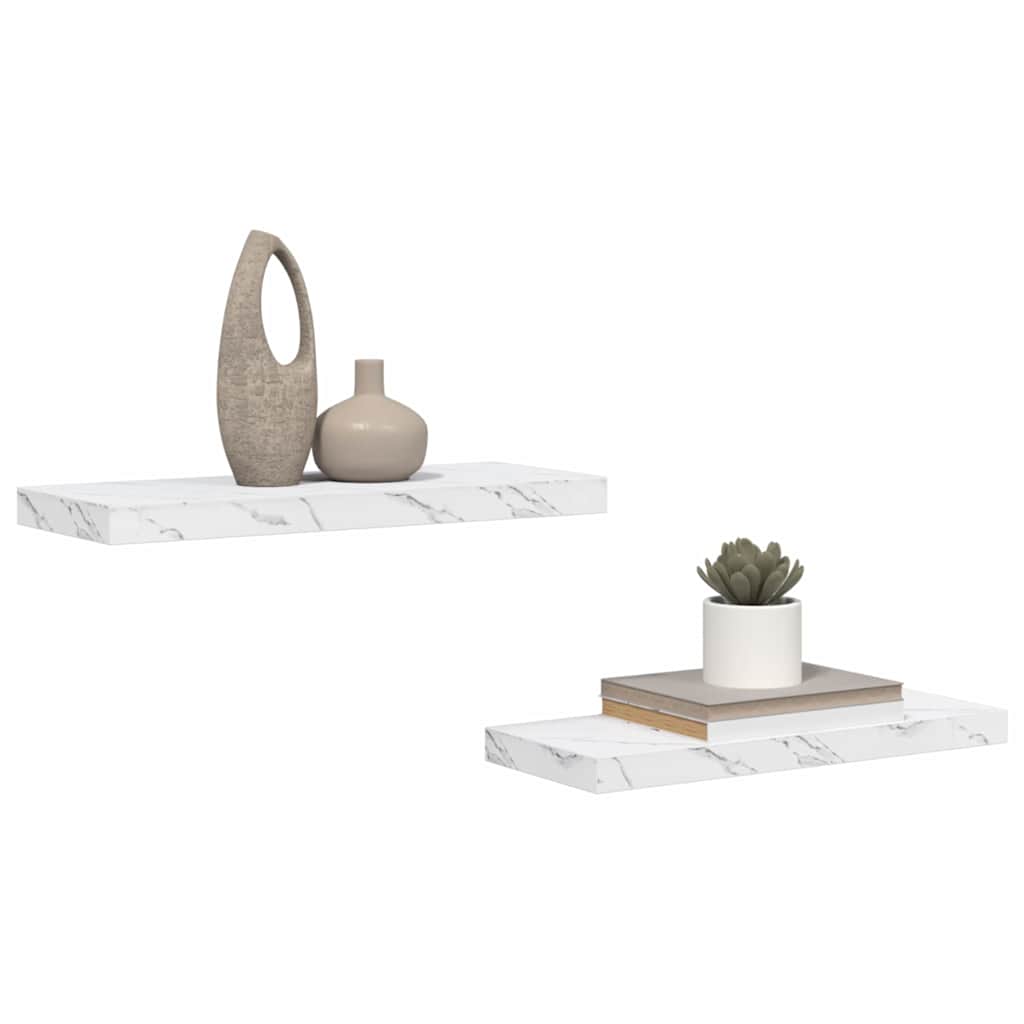 vidaXL Półka ścienna 2 pcs Biały marmur 60 x 23,5 x 4 cm