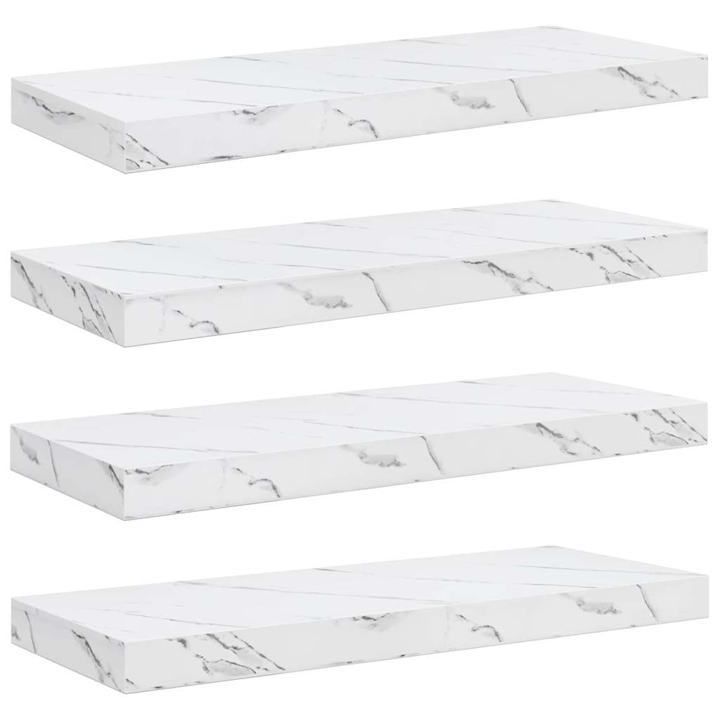 vidaXL Półka ścienna 4 pcs Biały marmur 60 x 23 x 4 cm