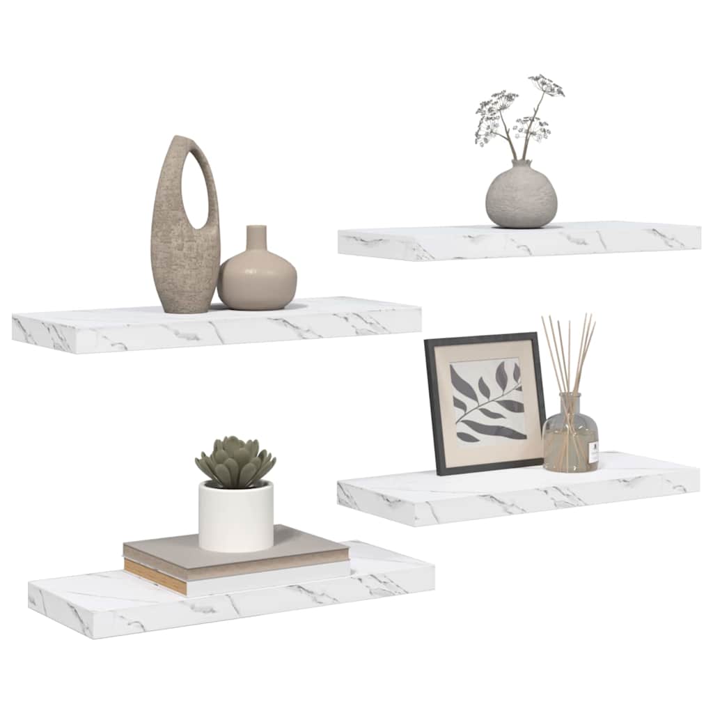 vidaXL Półka ścienna 4 pcs Biały marmur 60 x 23 x 4 cm