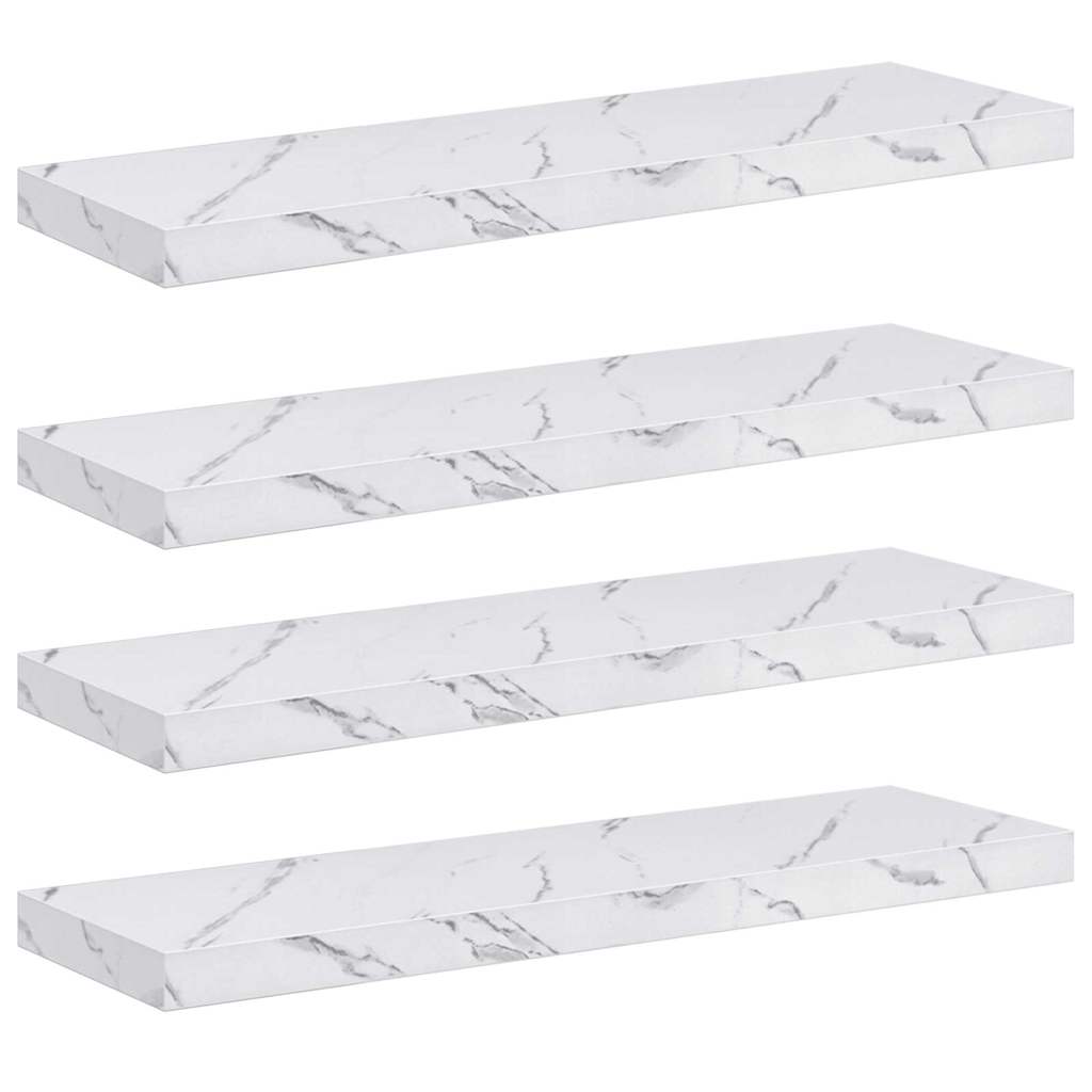 vidaXL Półka ścienna 4 pcs Biały marmur 90 x 23,5 x 4 cm