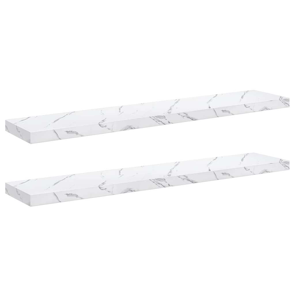vidaXL Półka ścienna 2 pcs Biały marmur 120 x 23,5 x 4 cm