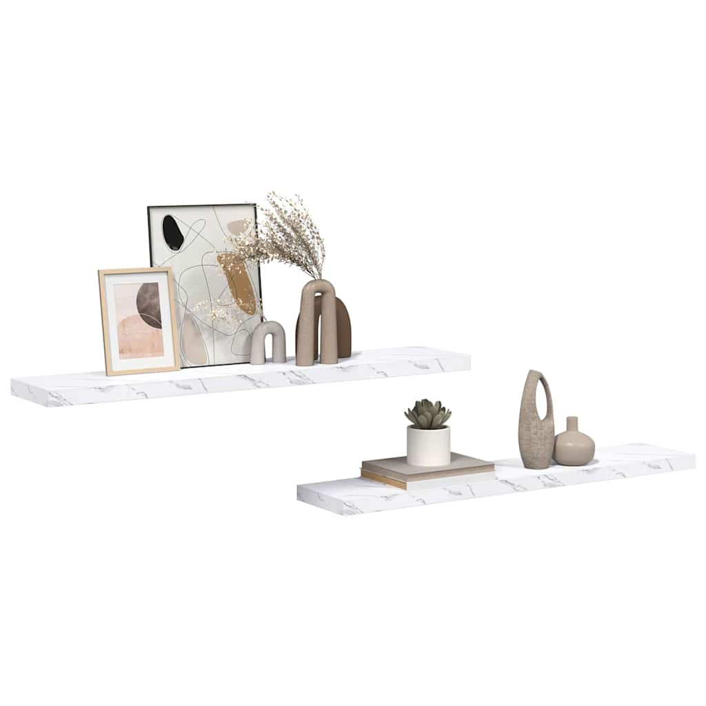 vidaXL Półka ścienna 2 pcs Biały marmur 120 x 23,5 x 4 cm