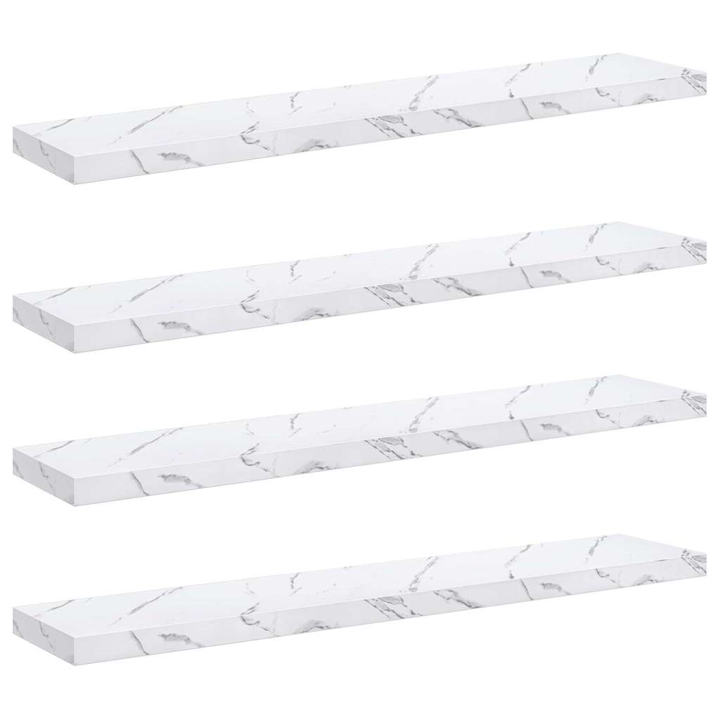 vidaXL Półka ścienna 4 pcs Biały marmur 120 x 23,5 x 4 cm