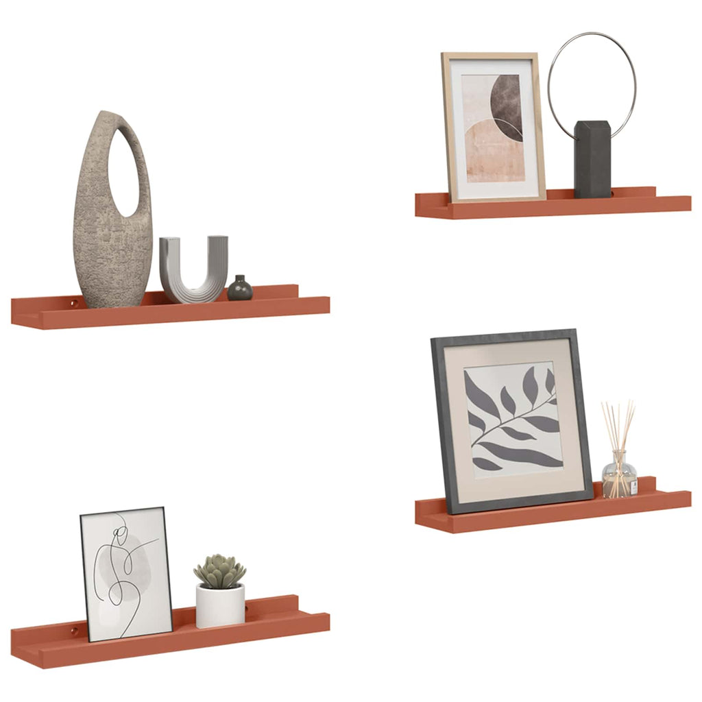 vidaXL Półka ścienna Do montażu na ścianie 4 pcs Czerwony